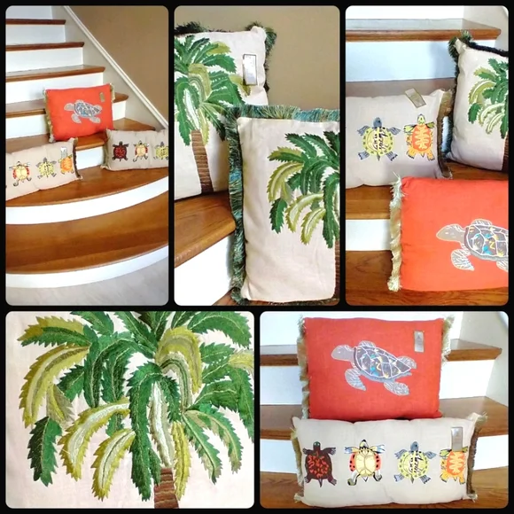 NWT Silk embroidered on linen/Cotton Fringe trim pillows - Picture 10 of 12